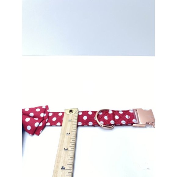 Brand New Polka Dot XL Dog Collar With Removable Bow Ties, Leash Clip Red & Blue - Picture 7 of 7